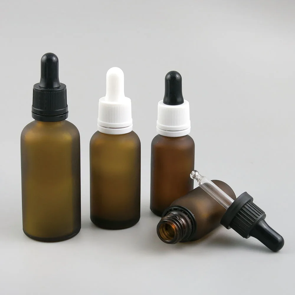 

10 x 5ml 10ml 15ml 20ml 30ml 50ml 100ml Essential Oil Frosted Brown Glass Bottle With Dropper For Liquid Reagent Pipette Bottle