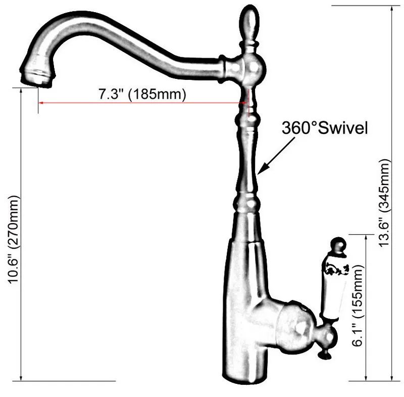 Swivel Spout Water Tap Antique Red Copper Single Handle Single Hole Kitchen Sink & Bathroom Faucet Basin Mixer Tap anf421