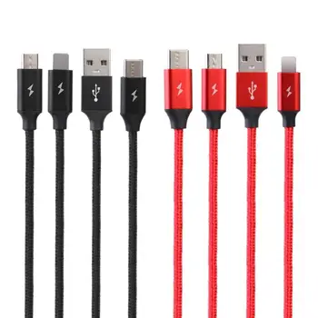 

Alloyseed 1.2m 3 in 1 Charging Cable 8Pin+Micro USB Type-C for iOS Android Phone