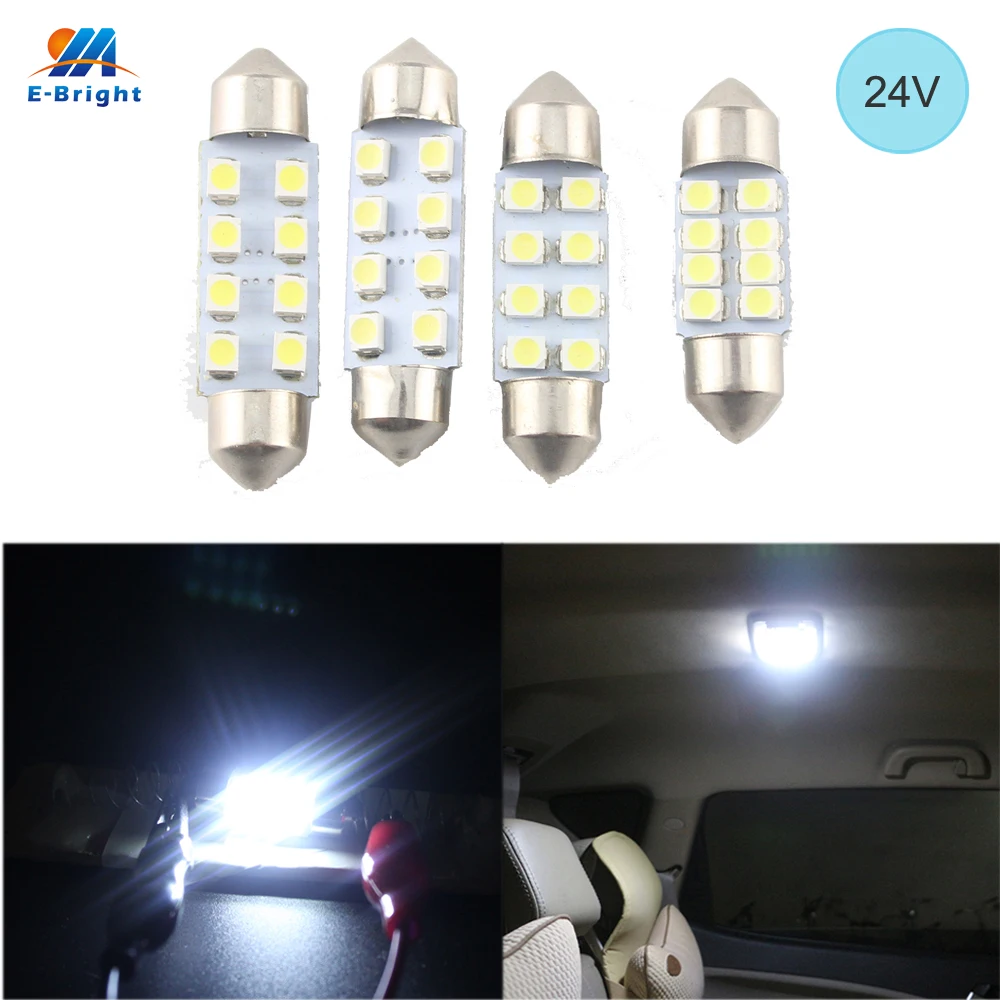 

YM E-Bright 10 PCS 31mm 36mm 39mm 41mm C5W 24V DC 1210 3528 8 SMD 8 LED Reading Lamps Interior Lamps Roof Dome Light