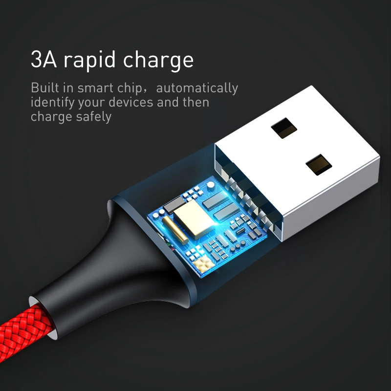 Baseus USB зарядное устройство освещение+ Micro+ type-C зарядное устройство кабель 2.4A двойной cargador USB Универсальное зарядное устройство для телефона Зарядка для телефона