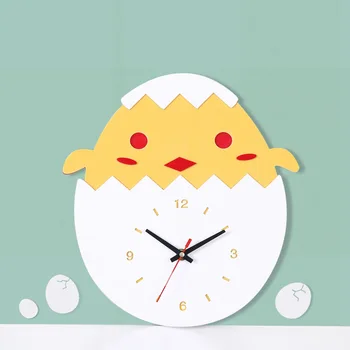 

Creative Lovely Children's Room Wall Clock Cartoon Chick Acrylic Wall Clock Quartz Mute Hanging Clock