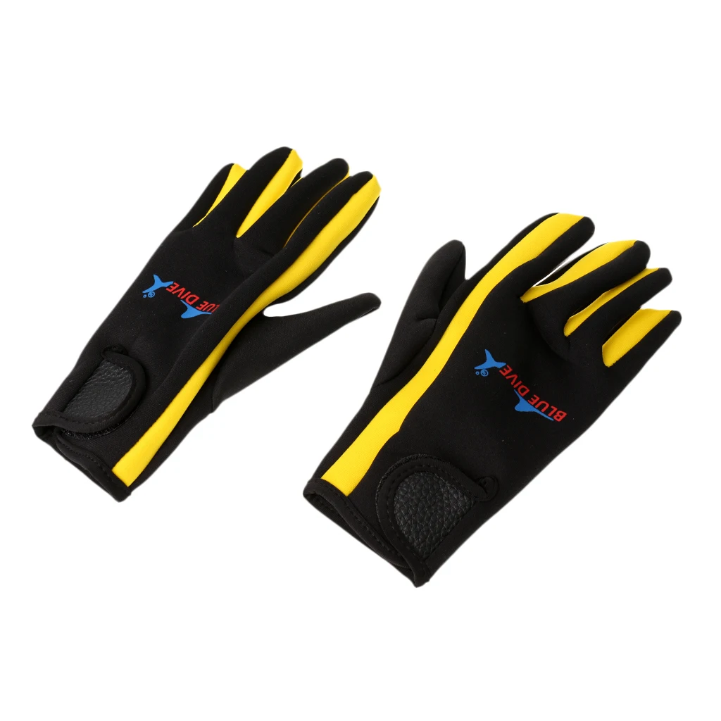1 пара 1,5 мм неопрен пять пальцев Гидрокостюмы перчатки для дайвинга против царапин противоскользящие удобные прочные Зимние перчатки для плавания - Цвет: Yellow and Black M