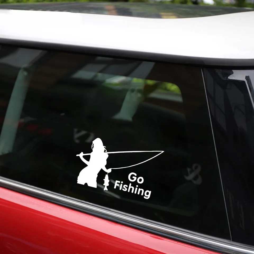 Cunymagos Outdoor Sports Car Stickers GO FISHING Beauty Fishing Decorative Stickers Car Styling Wall Motorcycle Sticker 15CM9CM (7)
