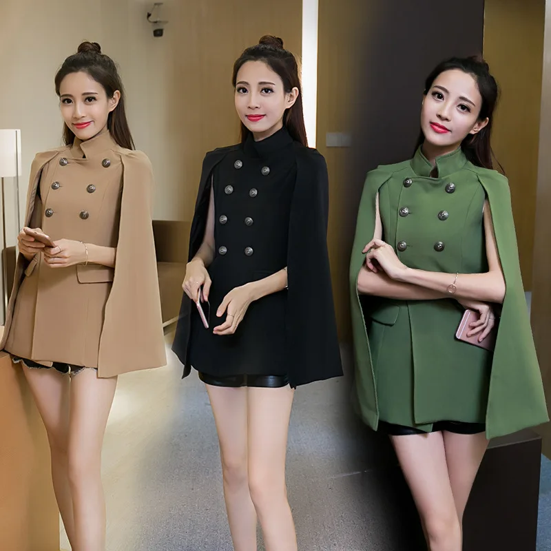 Jacket female 2019 new spring and autumn temperament double-breasted OL cloak coat lapels cloak suit cloak coat windbreaker Jacket female 2019 new spring and autumn temperament double-breasted OL cloak coat lapels cloak suit cloak coat windbreaker