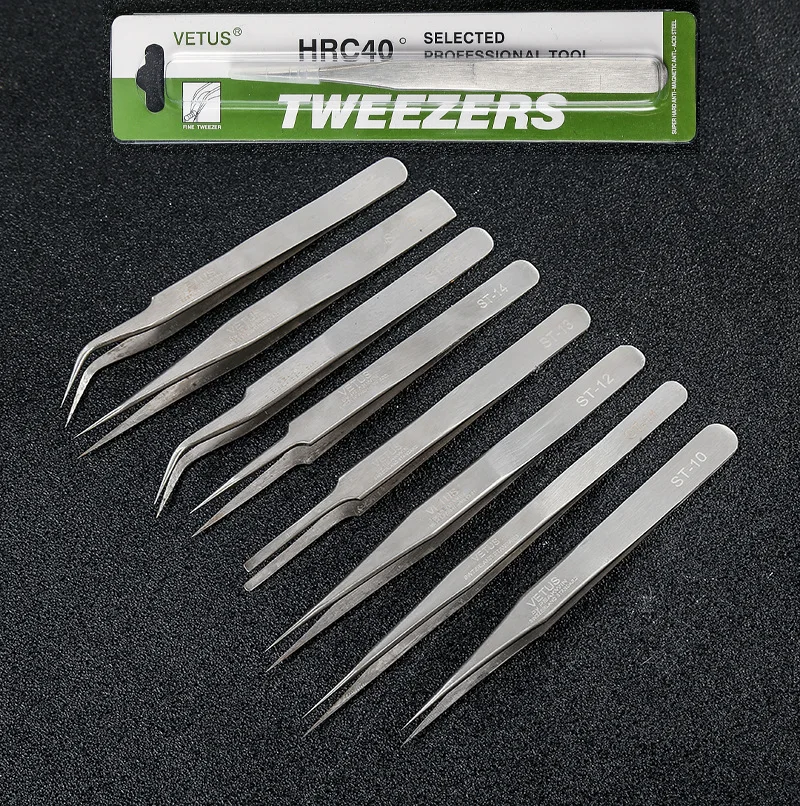 

100% Genuine Vetus ST Series Ultra Precision Stainless Tweezers Extension Anti Acid ESD Anti-Static Stainless Tweezer