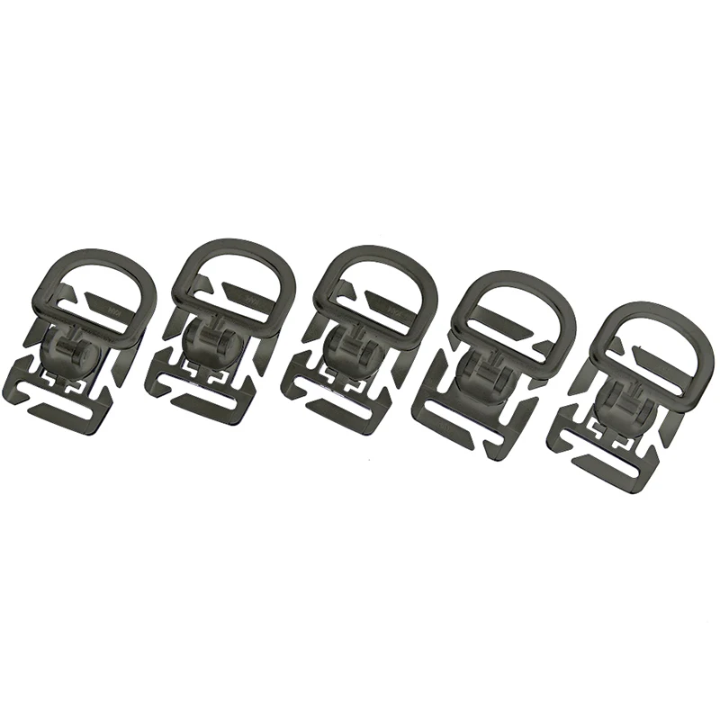 5pcs Tactical plastic steel Rotation D ring Clips Buckle bing