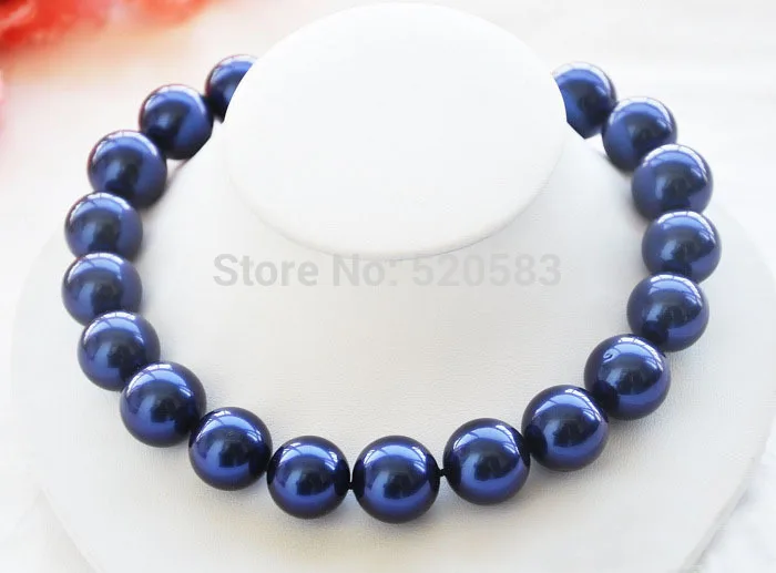 

HUGE 17" 20mm blue round SOUTH SEA SHELL PEARL NECKLACE