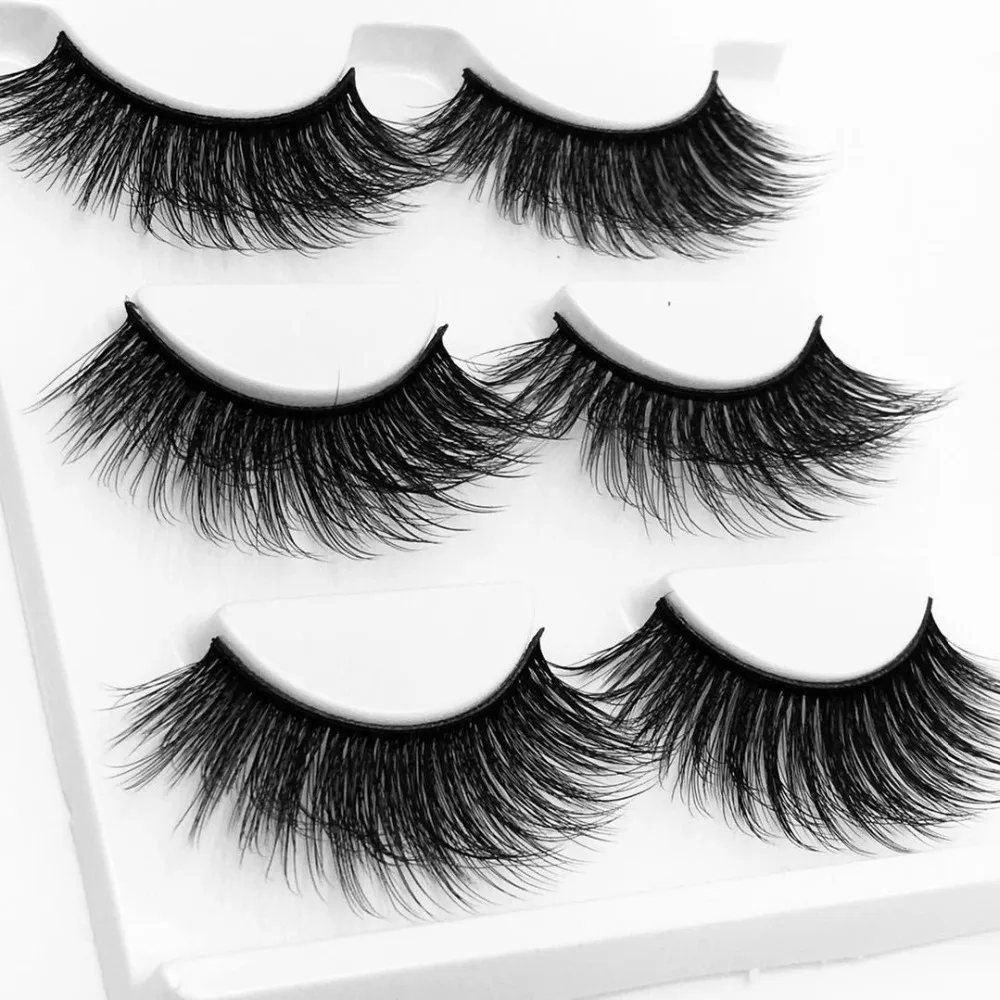 New 3 Pairs Natural False Eyelashes Fake Lashes Long Makeup 3d Mink