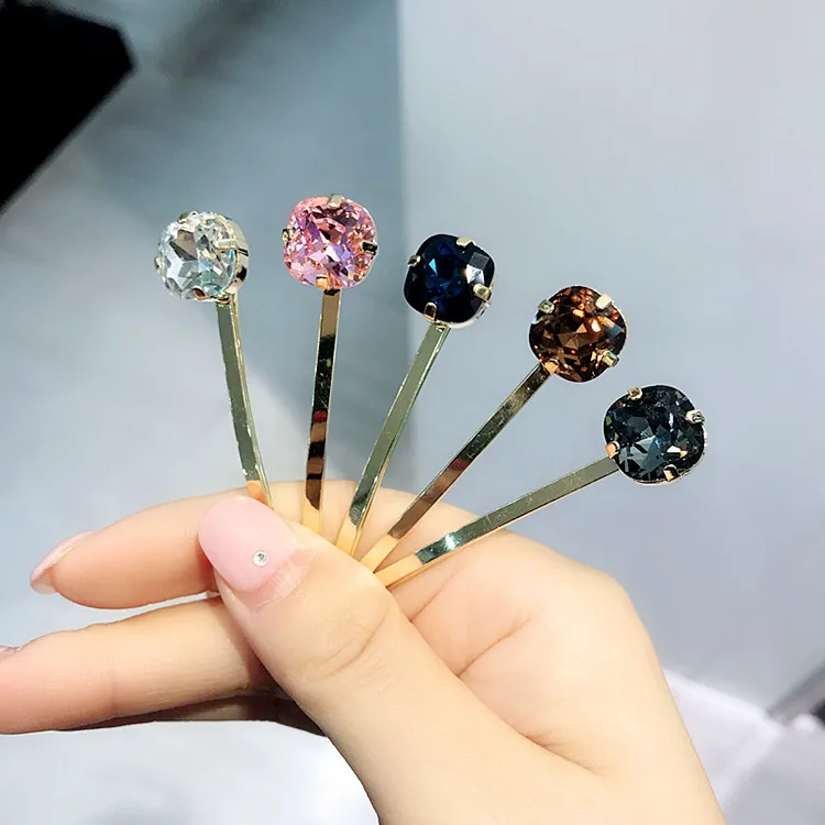 

Korea Hair Accessories Colorful Diamond Geometric Hair Clips For Girls Crystal Hair Accessories Hair Bows Hairpins Barrette 4