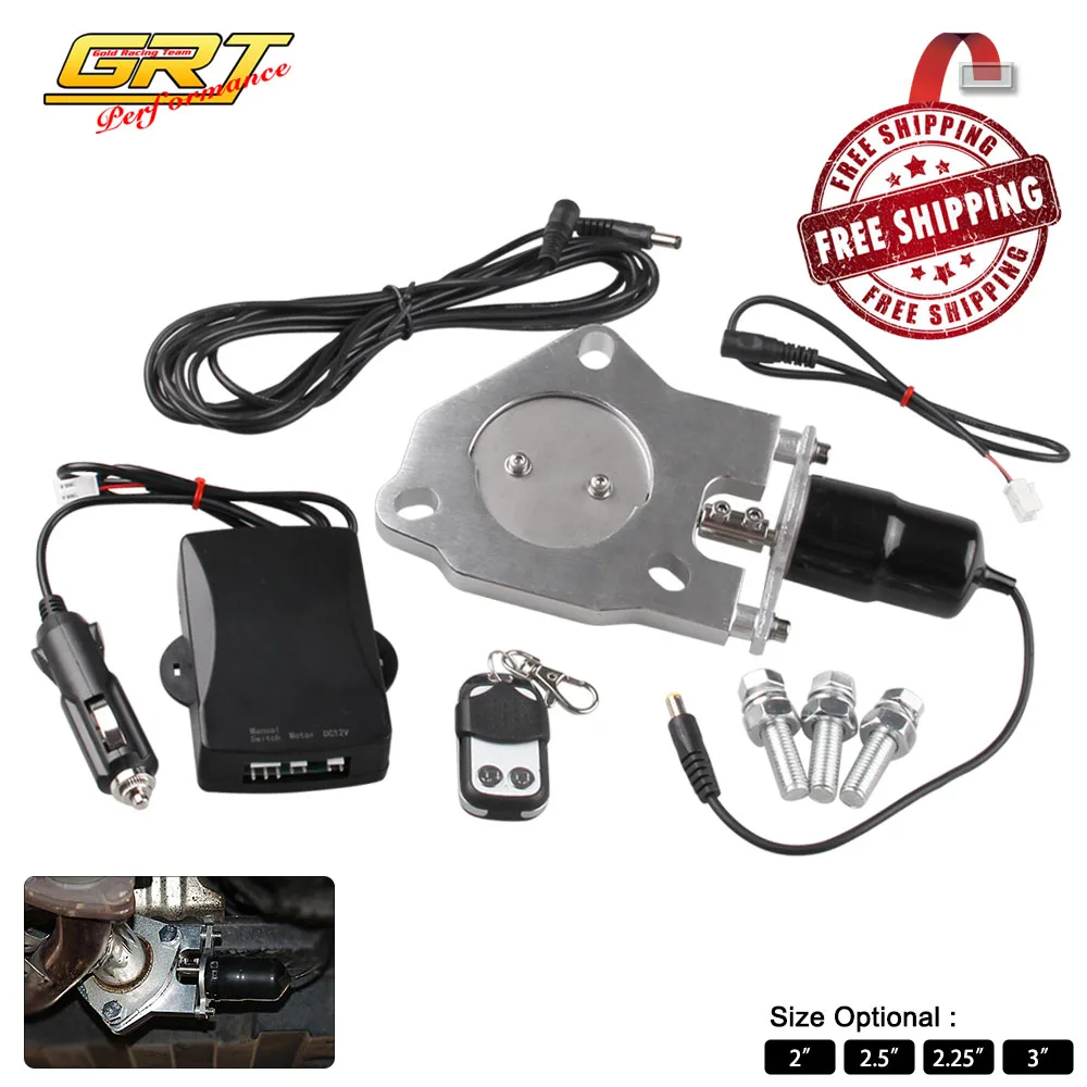 

2"/2.25"/2.5"/3" Stainless Electric Exhaust Downpipe Cutout Valve Motor Kit with Wireless Remote control 12ft Wiring Harness Kit