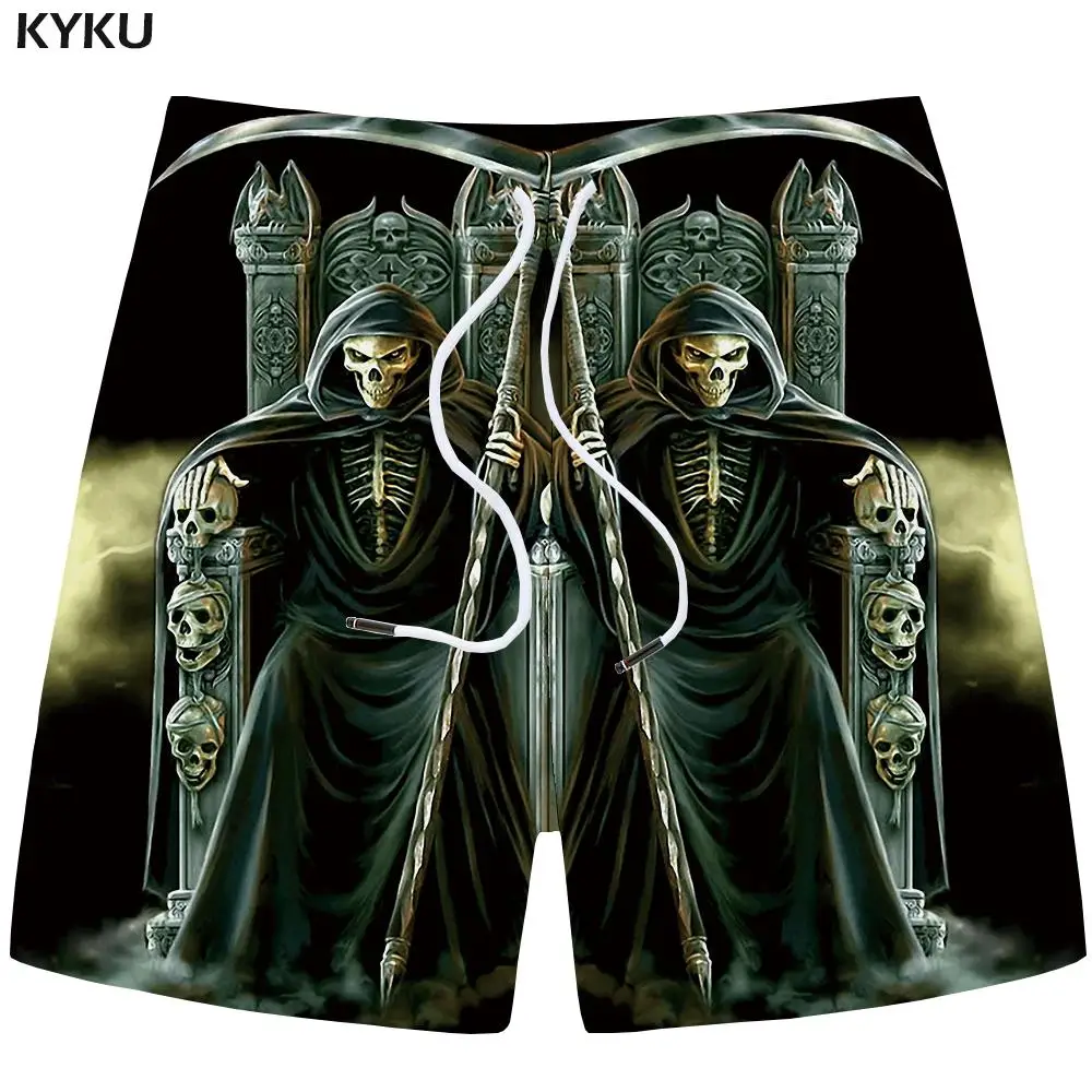 

KYKU Brand Skull Shorts Men Space Casual Shorts Beach King Gothic 3d Printed Black Mens Short Pants Cargo 2018 Fashion Summer