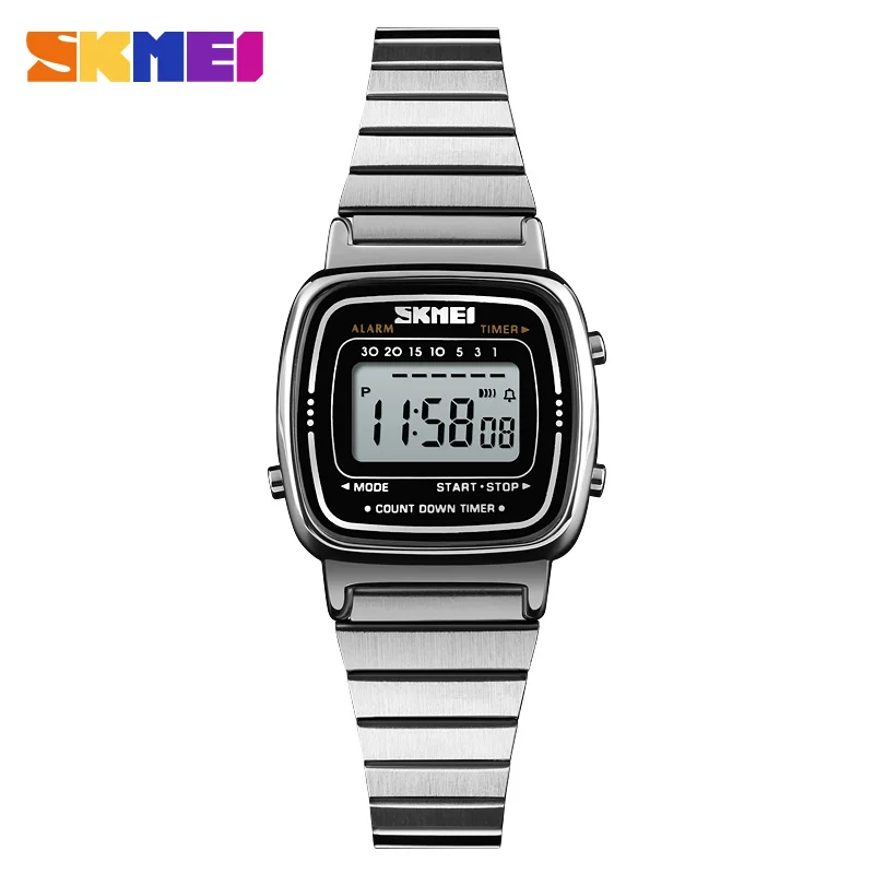 SKMEI модные спортивные часы для женщин топ бренды класса люкс 3 бар водонепроницаемые женские часы маленький циферблат цифровые часы Relogio Feminino 1252 - Цвет: Silver