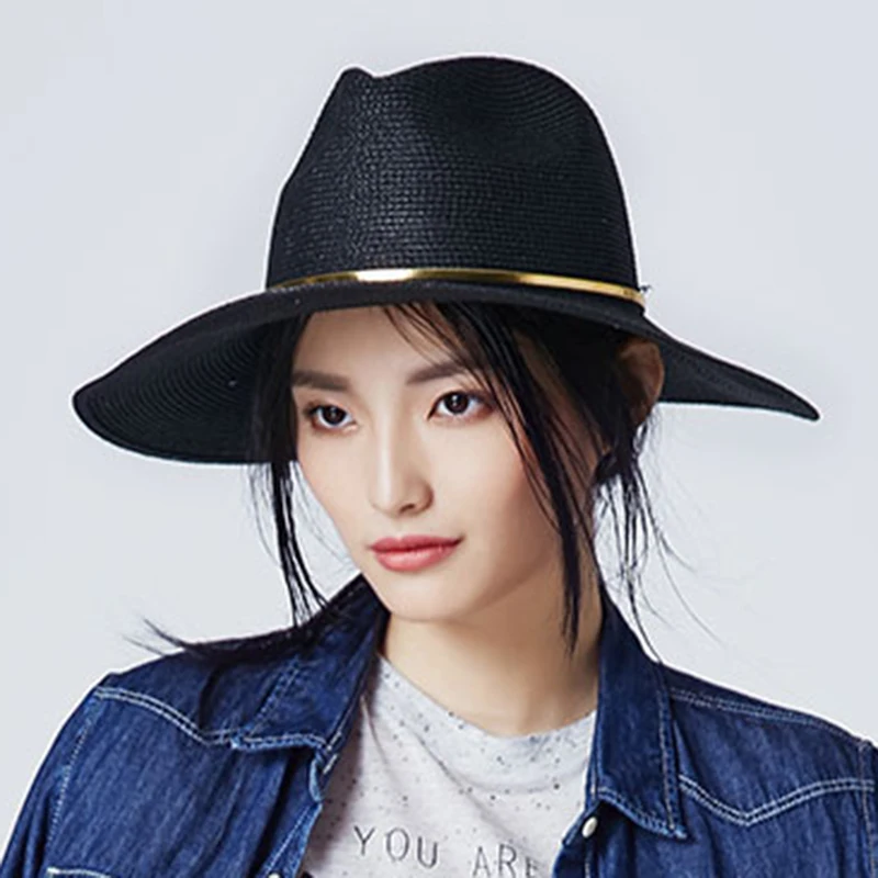 Модная Летняя женская Соломенная фетровая шляпа с широкими полями|panama sun hat|fashion