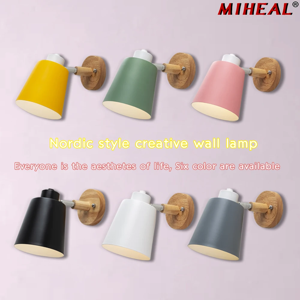 Скандинавский минималистичный настенный светильник из цельного дерева с