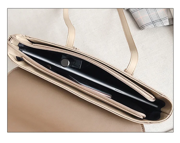 Women New Elegant Shoulder Bag Famous Brand Soft PU Leather Laptop Rivet Handbag Black Brown Khaki Leisure Briefcase Sling Tote