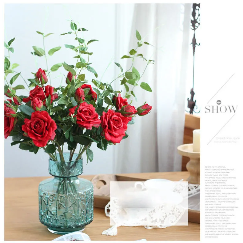 9 roses artificial flowers wedding home decor