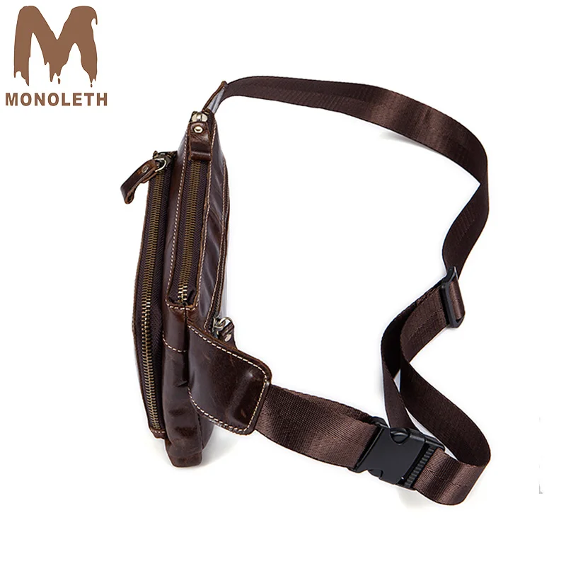 Monoleth из натуральной кожи груди пакет моды Винтаж мешок коровьей талии для мужчин