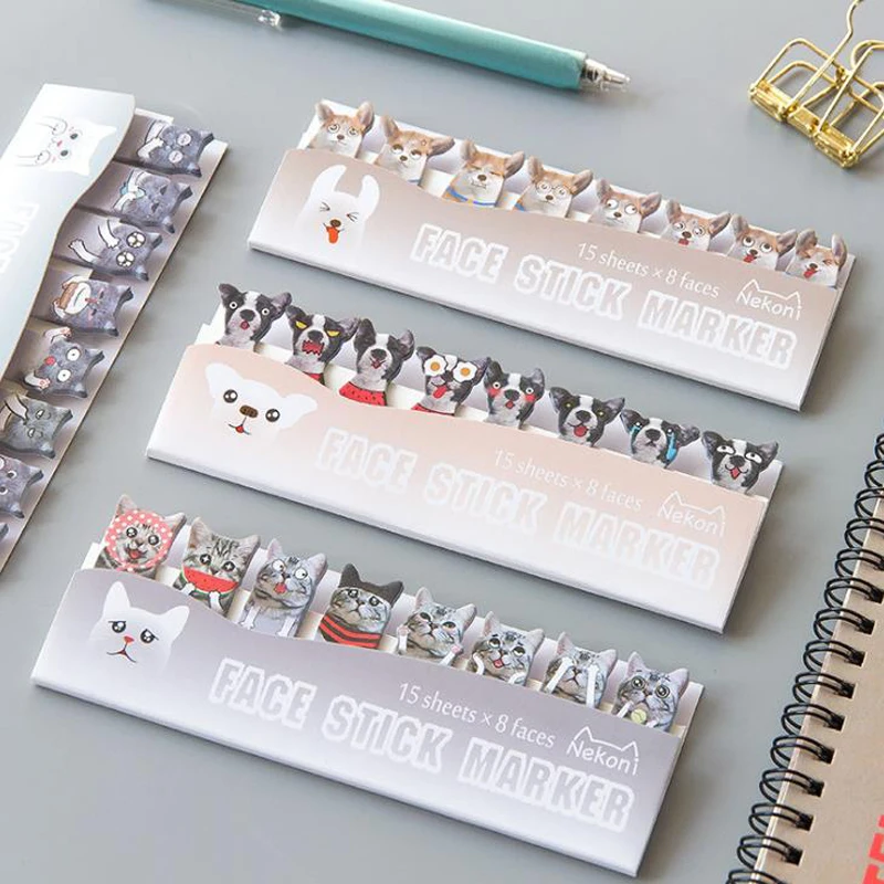 

1 Pcs Cute Japanese Style Cat Dog 3D Self-Adhesive N Times Memo Pads Sticky Notes Bookmark Stationery School Office Supply