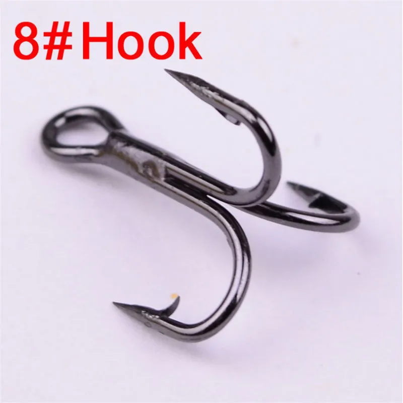 50Pcs/lot 2# 4# 6# 8# 10# Fishing Hook High Carbon Steel Treble Overturned Hooks Fishing Tackle Round Bend Treble Saltwater Bass