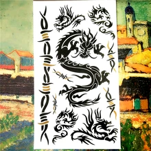 Black Dragon Totem Temporary Tattoo Body Art Flash Tattoo Sticker Waterproof Adult Products Car Styling Henna Tatoo Wall Sticker