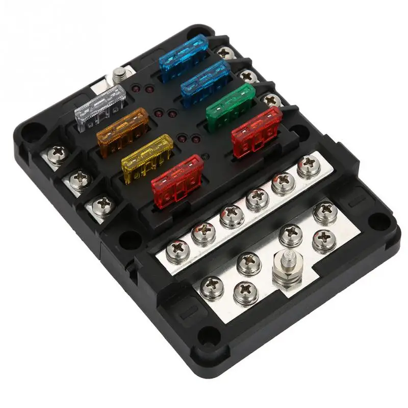Car Boat Fuse DC32V 100A Blade Fuse Box Holder/ 12P Negative Bus Bar