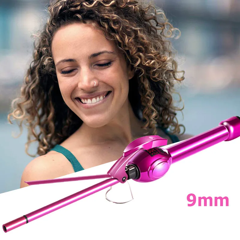 Rápido com Display 9mm de Cabelo Tohuan Cabelo Curler Tourmaline Ceramic Curling Iron Wand Unisex Pauzinho Styling Estilor Onda Lcd Ferramenta