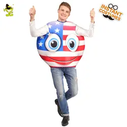 Взрослый унисекс смайлик Американский улыбающееся лицо костюмы маскарадный костюм Флаг трюк смайлик в вечерние карнавальной вечеринке