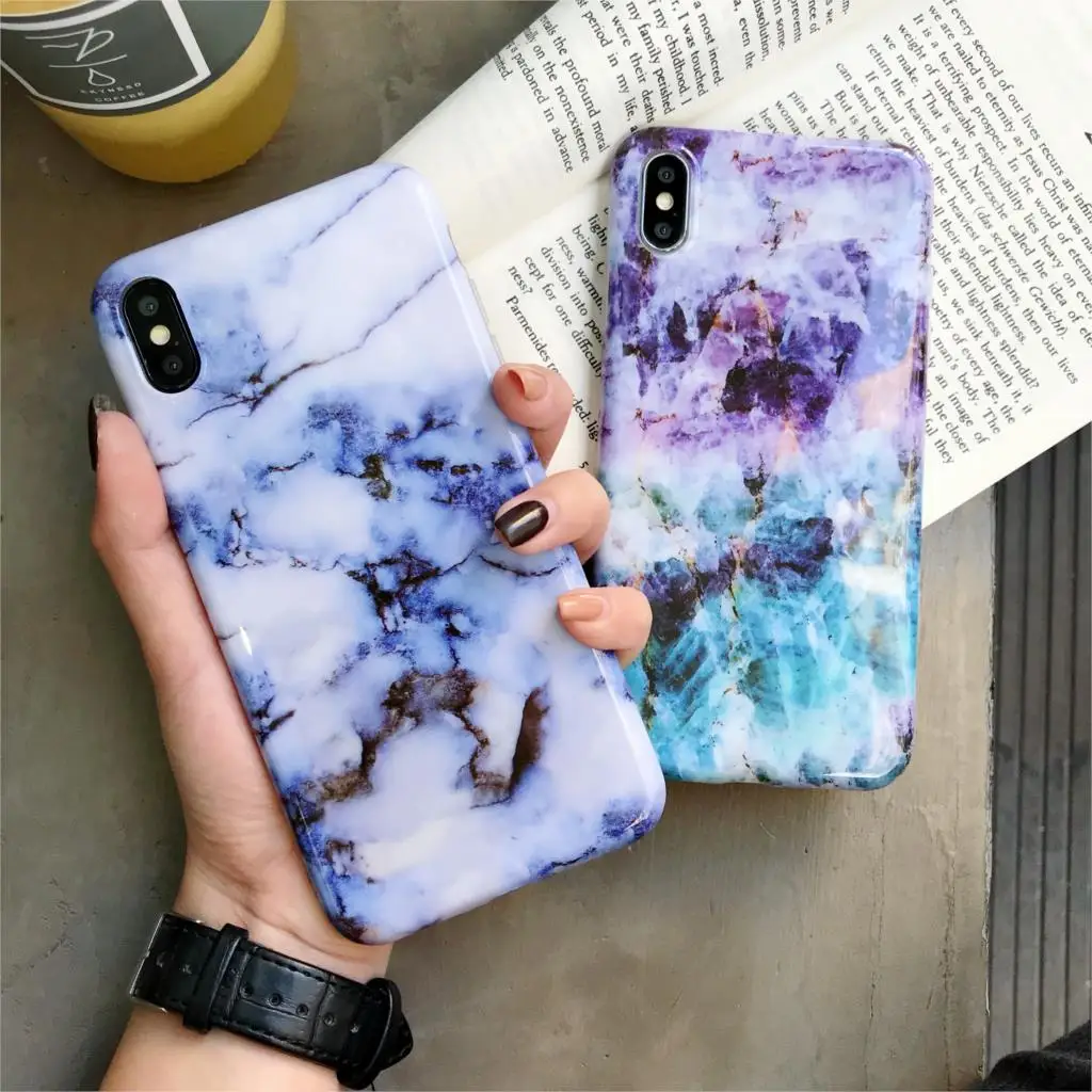 Case for iphone X Fashion Full Cover Luxury Marble Matte Silicone TPU Covers XS Max XR 7 7plus 6s 6 8 plus Funda |
