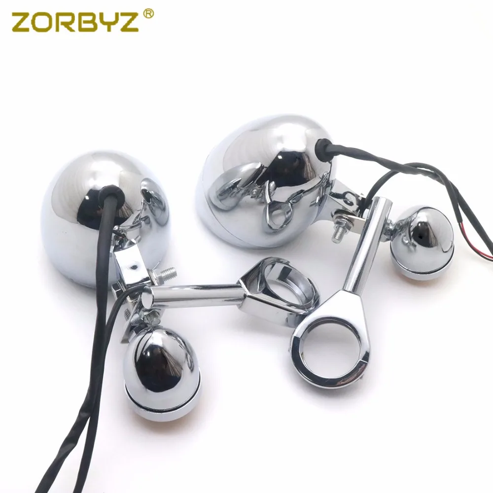 ZORBYZ 39 мм Мотоцикл Chrome для вождения пятно Туман огни Бар Кронштейн с янтаря поворотов для Kawasaki Honda Harley Пользовательские