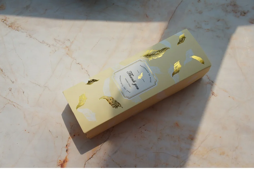 Золотой черный желтый перо ручной работы дизайн 10 шт 21,5*7*5 см бумажная коробка конфетное мыло с запахом печенья шоколадные вечерние Упаковка для подарков на день рождения