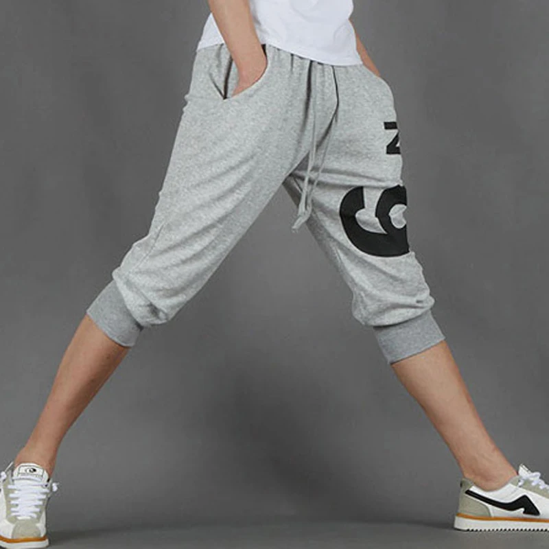 

Fashion 2019 Summer youth school students boy capri print number Sport Running Jogging fitnss men's harem Calf Length pants