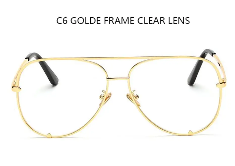 Модные очки с плоским верхом, черные градиентные женские солнцезащитные очки, модные брендовые дизайнерские зеркальные солнцезащитные очки для женщин - Цвет линз: C6 gold frame clear