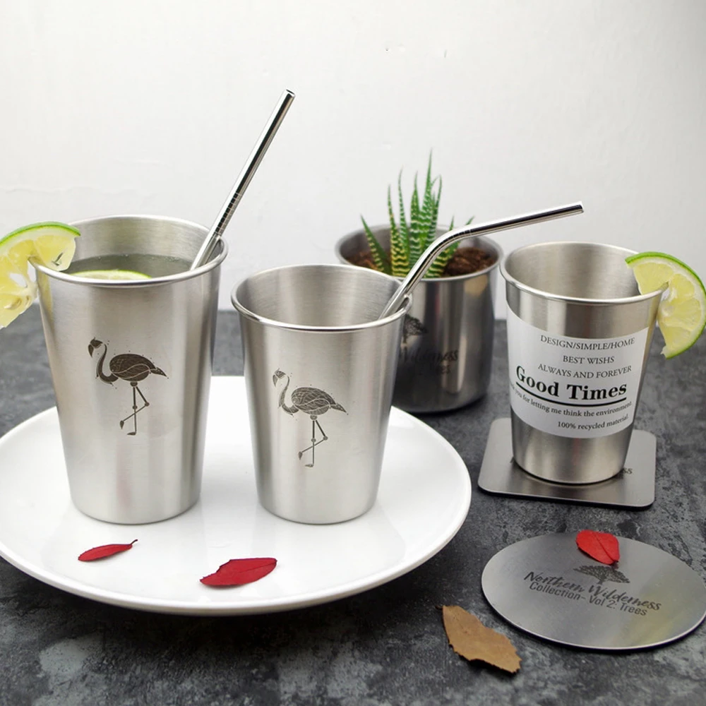 350500ml Stainless steel Cup for lovers Industrial Flamingo beer cold water toothbrush couple cup For CampingTravelHome Use (11)