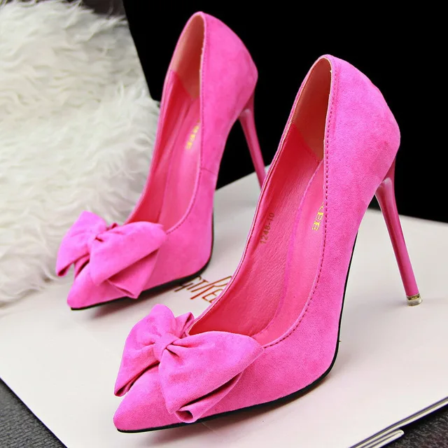 Пикантные женские туфли на высоком каблуке; модные женские туфли-лодочки с бантом; женские свадебные туфли на каблуке; женские туфли на шпильке; AU - Цвет: Hot Pink