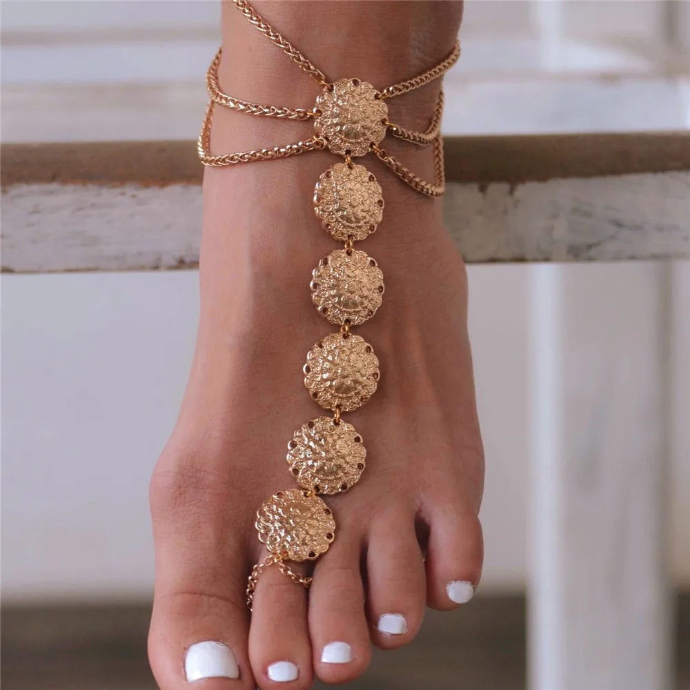 Богемные женские ножные браслеты с кисточками и блестками, цыганские резные ювелирные изделия для ног, подарок друзьям