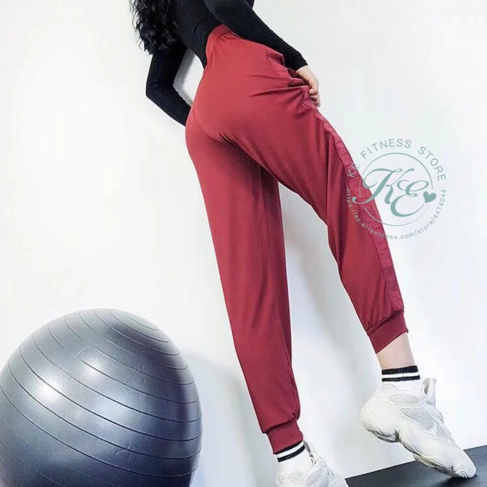 KE Pantalones de deporte mujer фитнес хипстер улица Рохо Негро ajustado tobillo con cordon cintura elastica брюки женские спортивные