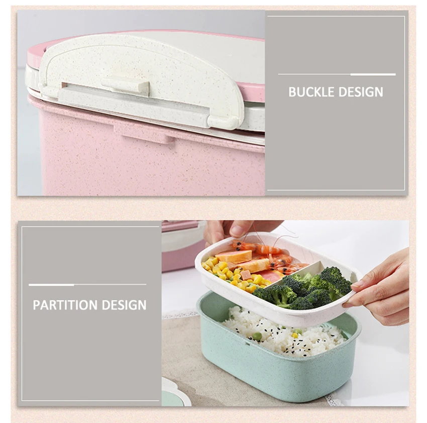 LIYIMENG Plastic Microwave Lunch Box 2 Layer Portable Dinnerware Food Storage Container Lunchbox For Picnic Office Workers B8