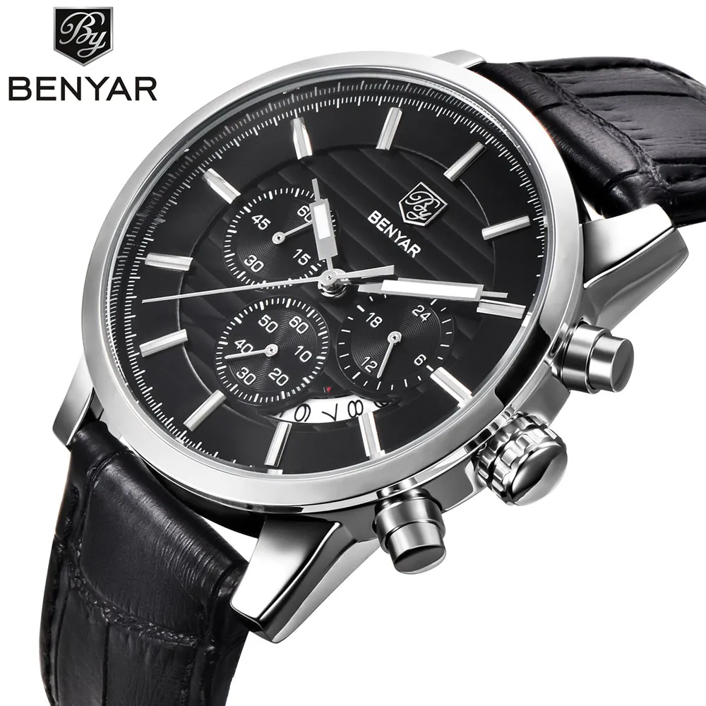 Reloj Hombre BENYAR Fashion Chronograph Sport Mens Watches Top Brand Luxury Business Quartz Watch Clock Relogio Masculino