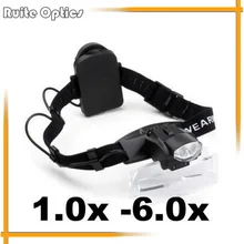 1.0X, 2.0X, 3X, 5.0X, 6.0X лампа с низким видением увеличительное стекло светодиоды головная повязка увеличительное стекло для ремонта часов с 5 сменными линзами