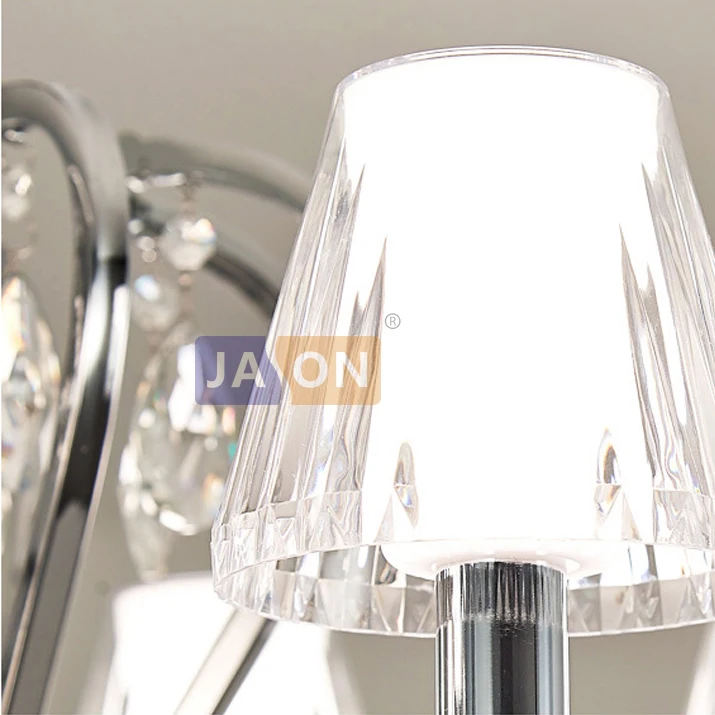 Led e14 постмодерн железо акрил кристалл хромированная хрустальная люстра Люстра Подвеска светильник для спальни