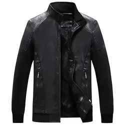 2018 Новое поступление осень зима модная мужская куртка из искусственной кожи плюшевая теплая ветровка куртка свободный размер 7XL MWP498