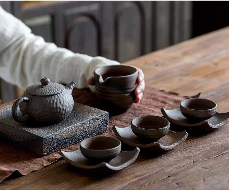 Винтажный Японский стиль, грубая керамика, чайные подносы, керамический чайный набор кунг-фу, аксессуары для чайной церемонии, подстаканник, домашняя кофейная чашка, коврик, Новинка
