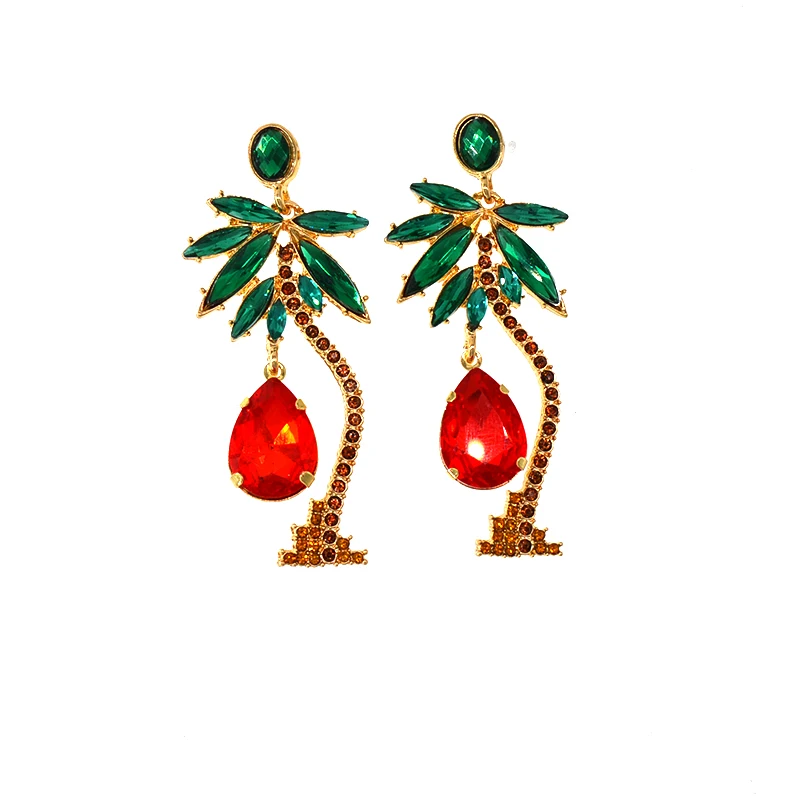 

New Design Coconut Tree Drop Earrings for Women Vintage Gold Color Palm Tree Geometric Statement Earings Fashion Jewelry