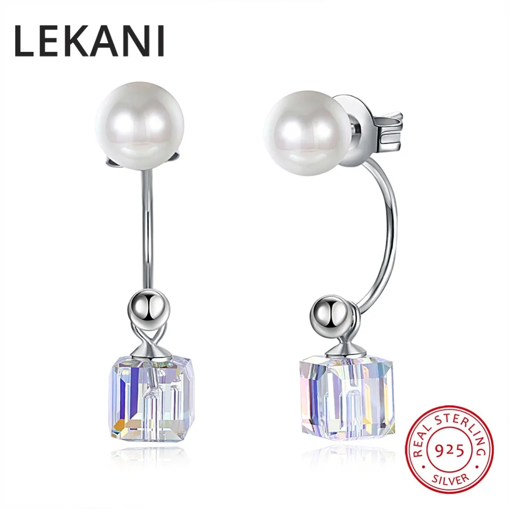 

LEKANI Original Crystals From SWAROVSKI Drop Earrings S925 Sterling Silver Pearls Earrings For Women Fine Jewelry Party Joyas