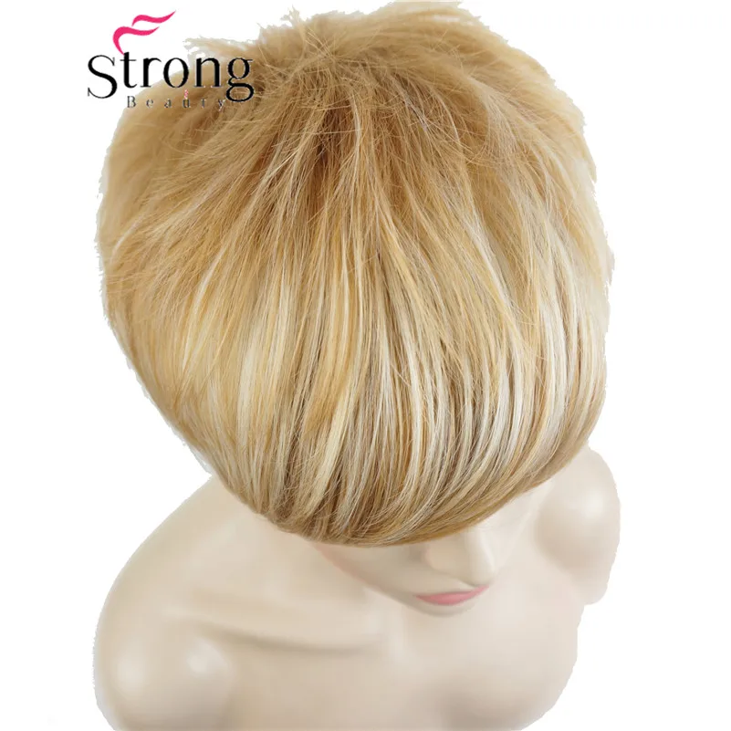 Strongbeauty Pixies Boycut Wigs Short Side Bang Golden
