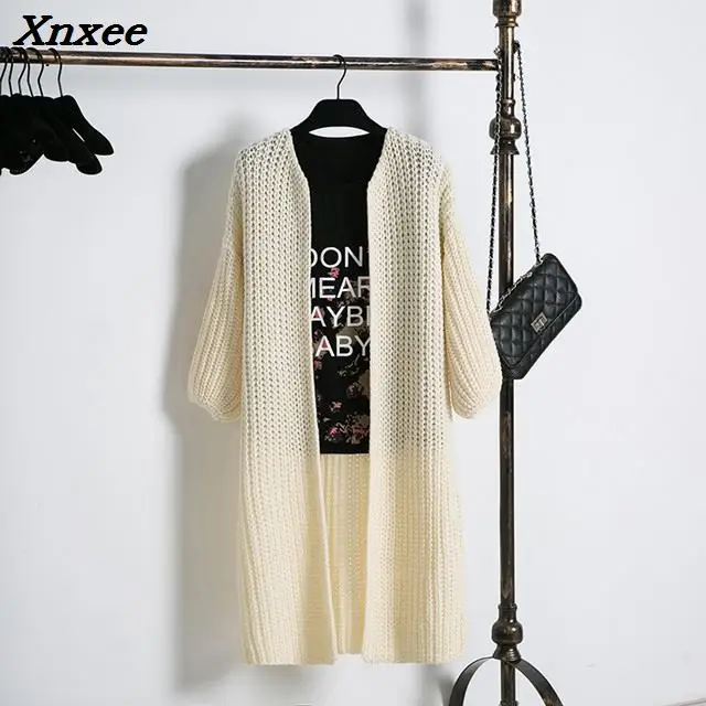 2018 Women Solid Cardigans Lady O-neck Three Quarter Sleeve Sweater Casual Style Computer Knitted Xnxee