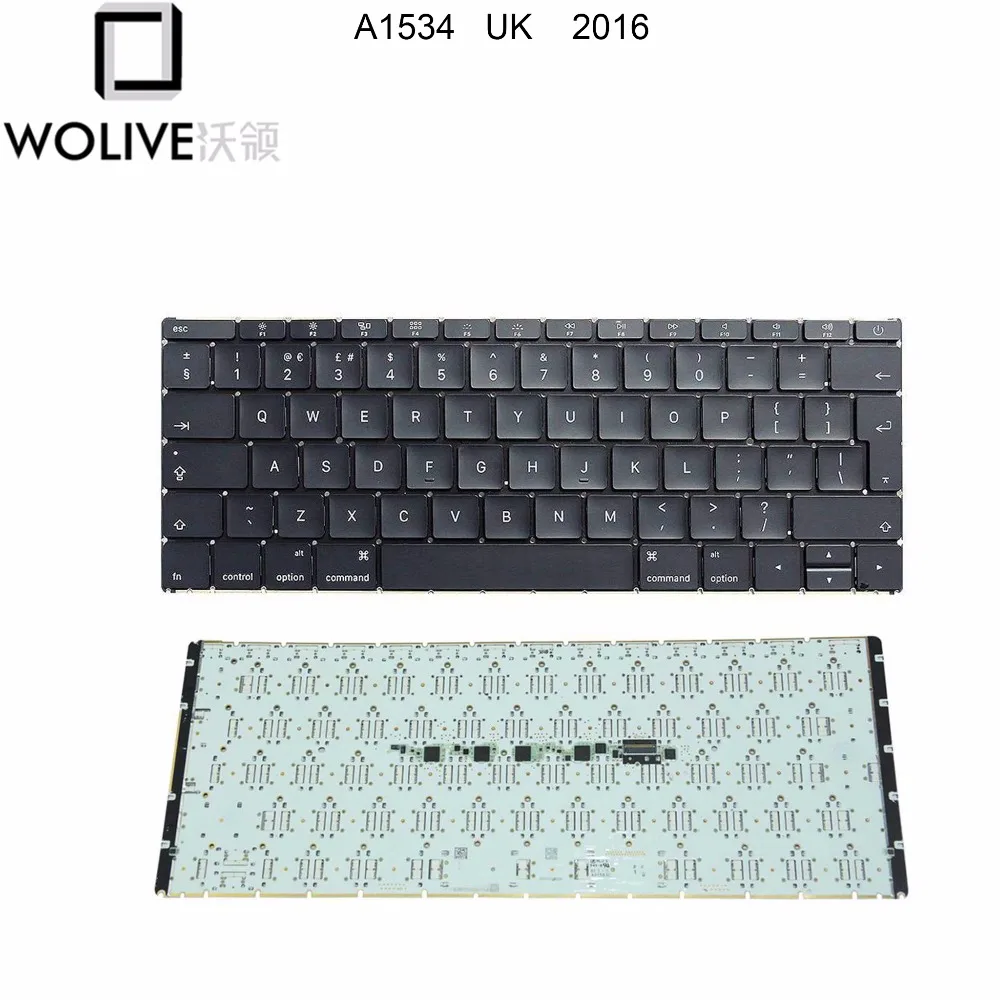 Wolive Подлинная Клавиатура ноутбука для MacBook retina 1" A1534 клавиатура Год английский язык