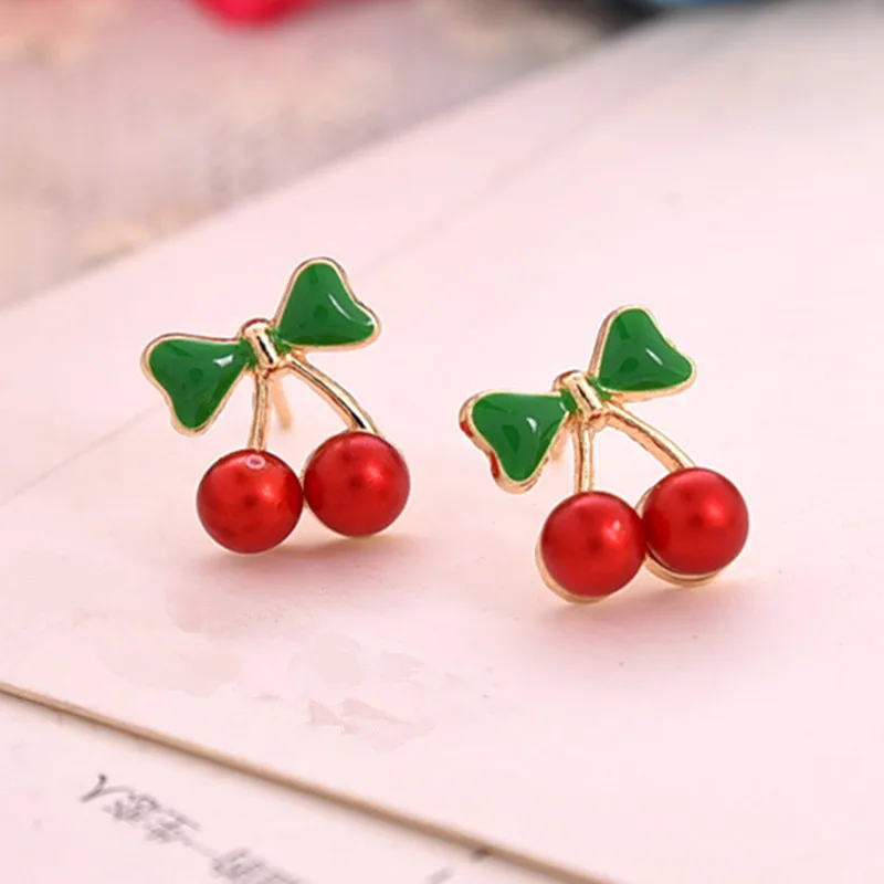 Женские серьги гвоздики вишня с красными вишнями|fashion stud earrings|stud earringsstud earrings for women