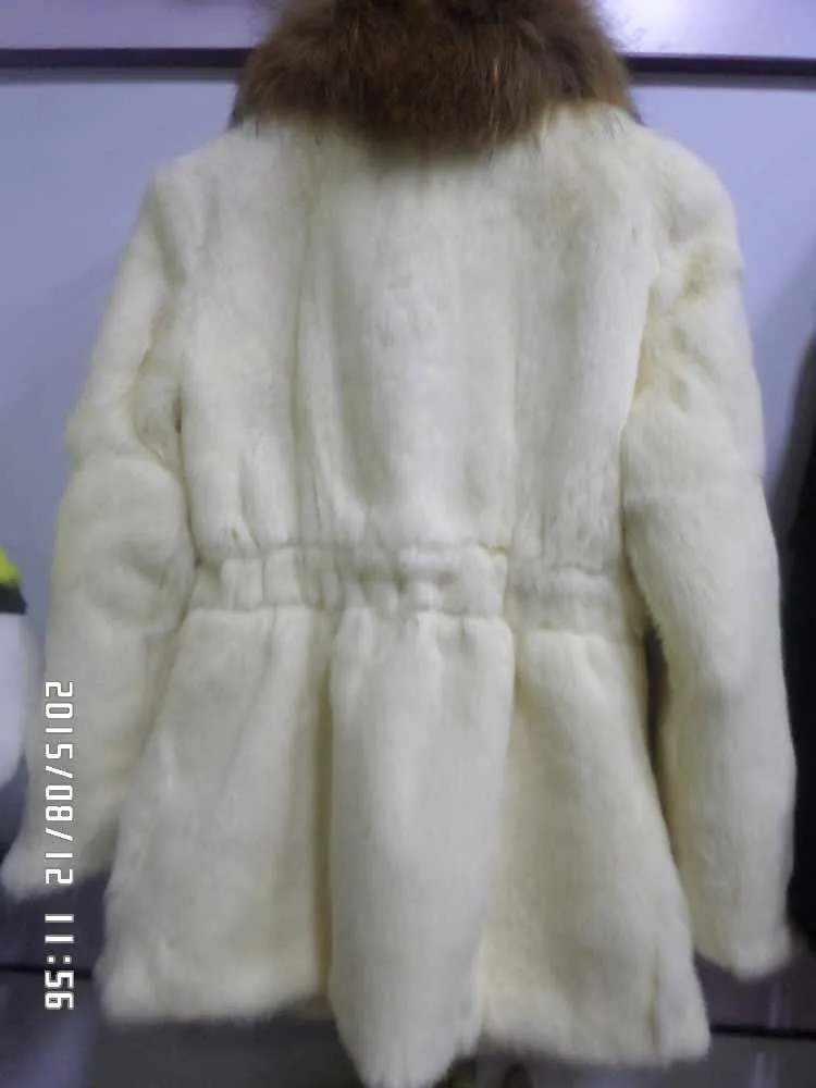 Linhaoshengyue пальто из кроличьего меха с воротником из меха енота